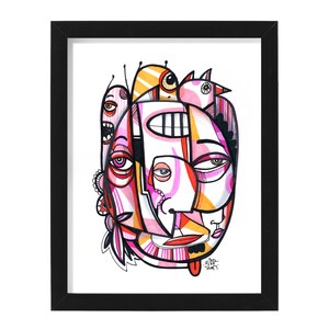 Fiveth - Original mixed media Illustration on Bristol - 8" x 10"