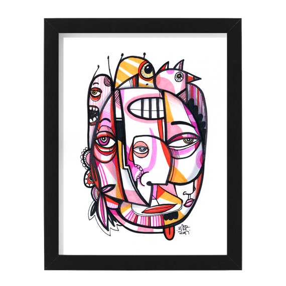 Fiveth - Original mixed media Illustration on Bristol - 8" x 10"