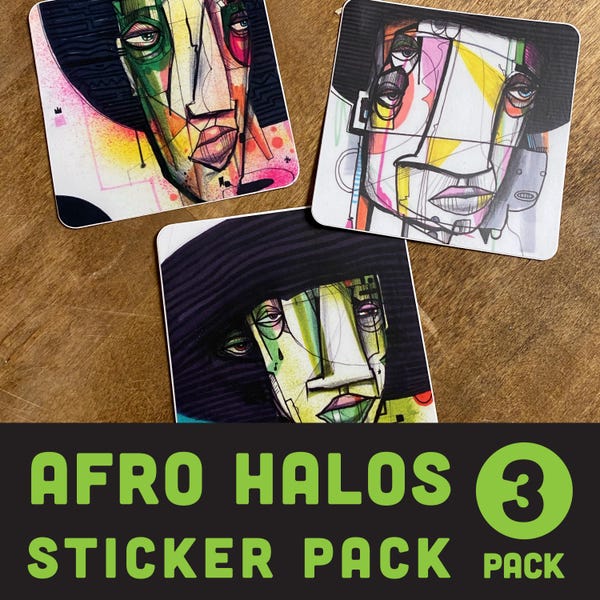 Afro Pack - 7,5 cm fyrkantigt vinylklistermärke - begränsad upplaga