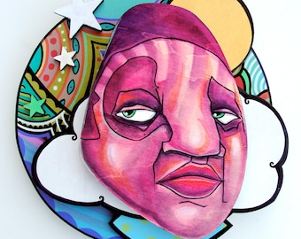 Mo Mind Trip - Original Layered Mixed Media Painting - 2011