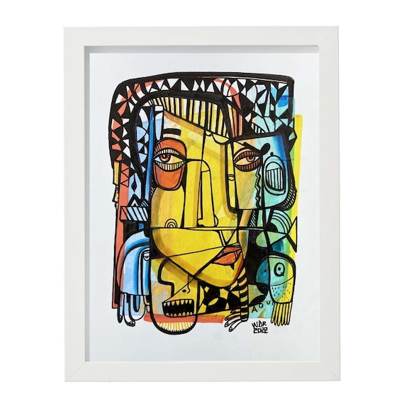 Aqua - Original mixed media Illustration on Bristol - 8" x 10" - Original Artwork