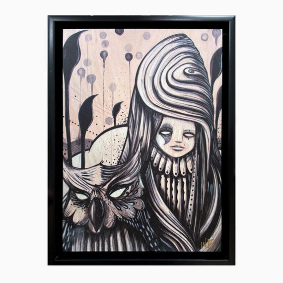 Guarding Her Bloom -  8x12 Print on Wood - Framed - Signed and Ready to Hang