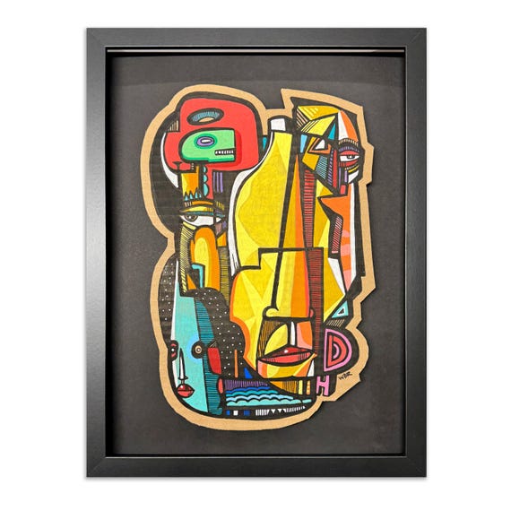 DH - Original mixed media Illustration on cardboard - 12" x 16"