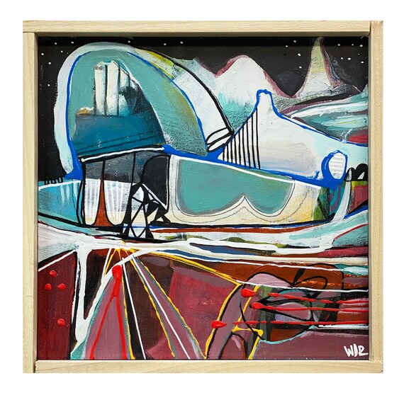 Polar - Original Mixed Media painting on 7" x 7" wood Panel