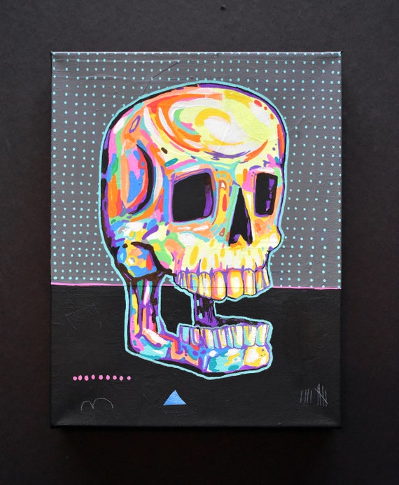 Skull Study No.9 (Decorated) - Original Mixed Media on Canvas