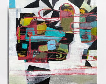 Marequal 2 - Pintura original en técnica mixta sobre lienzo - 8&quot; x 8&quot;