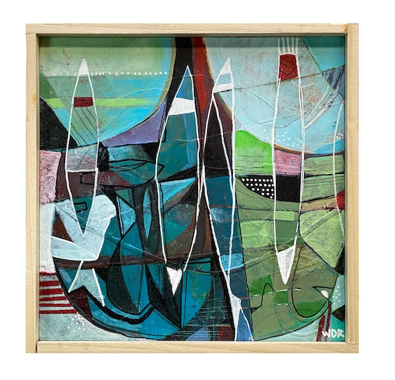 Portal - Original Mixed Media painting on 7" x 7" wood Panel