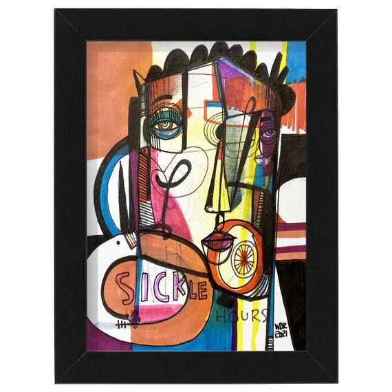 Sickle Hours. - Original 5"x7" Mixed Media Drawing