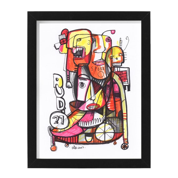 Audio 27 - Original mixed media Illustration on Bristol - 8" x 10" - Original Artwork