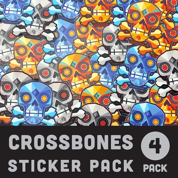 CROSS BONES Sticker Pack - 3" Square Vinyl Stickers - Limited Edition