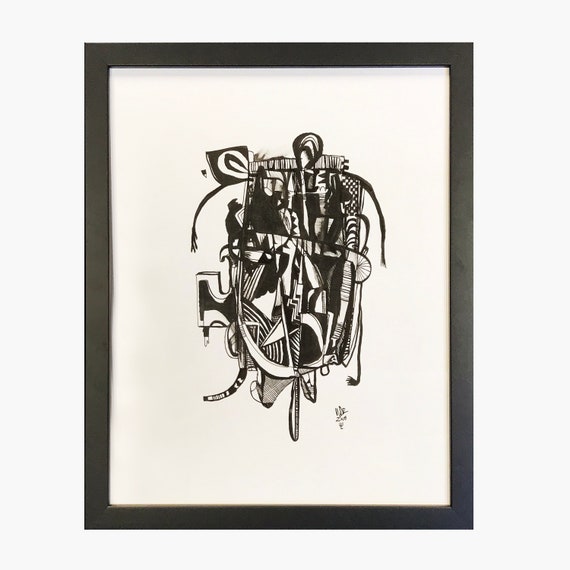 Armor - Original Illustration on Bristol - 11x14 - Framed - Black and White