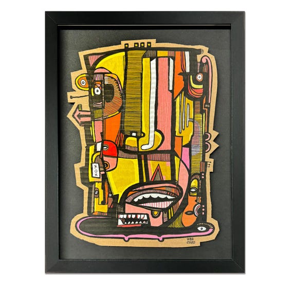 Bright Eyes - Original mixed media Illustration on cardboard - 12" x 16"