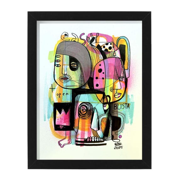 Open Blista - Original mixed media Illustration on Paper - 8" x 10"