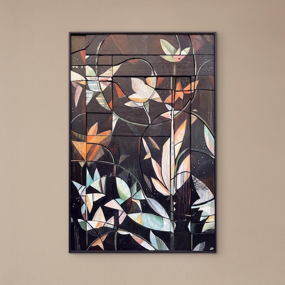 Fractal Bloom - Original Mixed Media Woodcut Assemblage