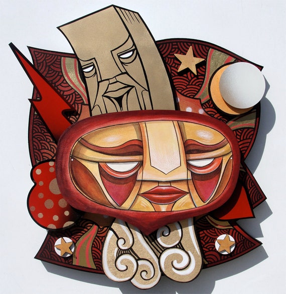 Syzygy - Mixed Media on Wood and Aluminum Cut Out