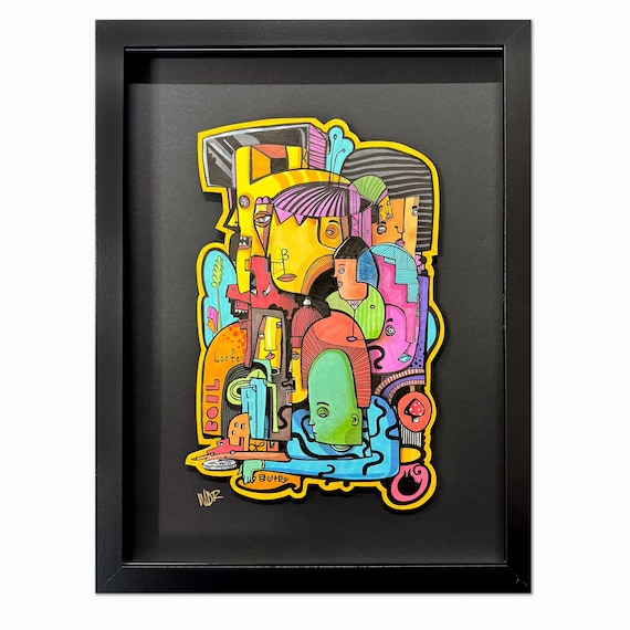 Loofer - Original mixed media Illustration on cardboard - 12" x 16"