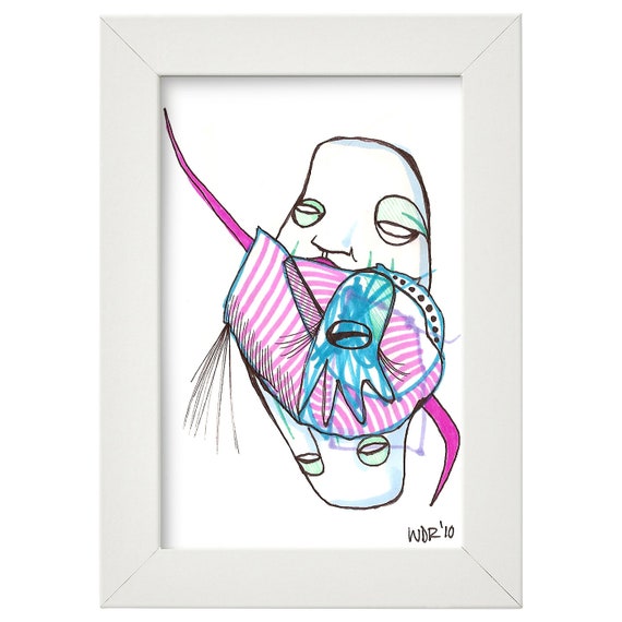 You Flip Me - Original Illustration / Drawing  on Bristol - 4" x 6"