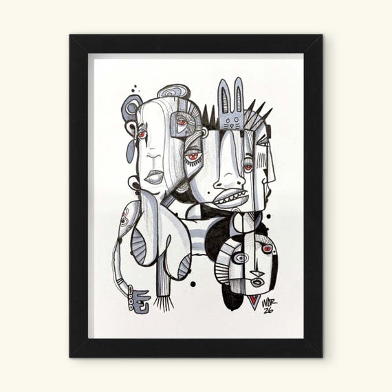 Blood Shot - Original mixed media Illustration on Bristol - 8" x 10" - Original Artwork