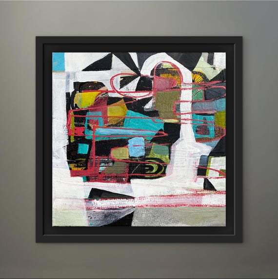 Marequal 2 - Original mixed media painting on canvas - 8" x 8"