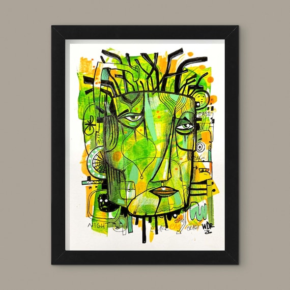 Night Easer - Original mixed media Illustration on Cardboard- 8" x 10" - Original Artwork