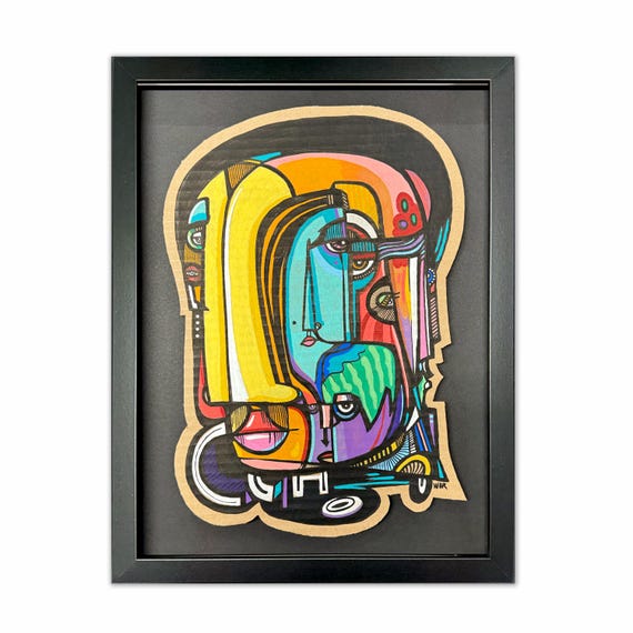 Choo - Original mixed media Illustration on cardboard - 12" x 16"