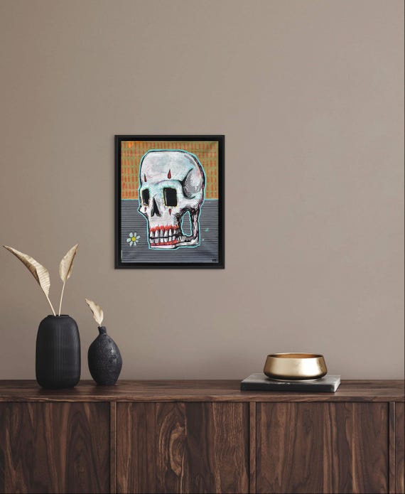 Skull Study No.6 (Decorated) - Original Mixed Media on Canvas