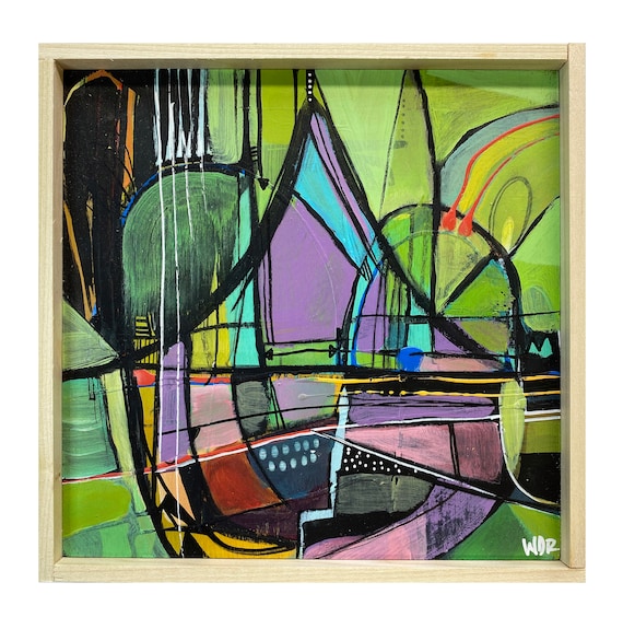 Overland - Original Mixed Media painting on 7" x 7" wood Panel