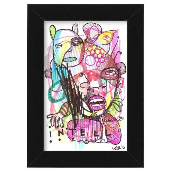 Mutual Intell - Collaboration with my Son Jazper - Original Illustration on Bristol - 4" x 6"