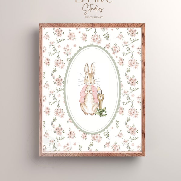 Peter Rabbit, Kinderzimmer Poster, Rosa Peter Rabbit, Beatrix Potter Kinderzimmer Kunstdruck, Vintage Aquarell Kunstdruck, Wanddeko