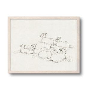 Vintage Nursery Art, Vintage Illustration, Traditional Nursery Decor, Sheep Illustration