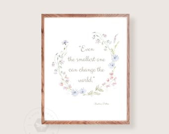 Peter Rabbit Kinderzimmer Poster, Peter Rabbit Zitat, Beatrix Potter Kinderzimmer Kunst, Vintage Kinderzimmer Kunstdrucke, Auch das kleinste Zitat