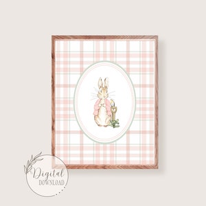 Peter Rabbit Kunst Druck, Beatrix Potter Kinder Poster, Vintage Bilder, Mädchen Kunst, Wandkunst, Klassische Buchkunst, Traditionell, Rosa