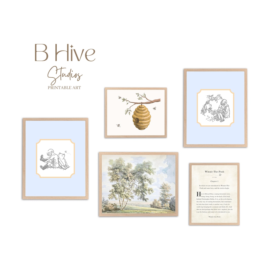 Winnie the Pooh Nursery Art, Vintage Pooh Bear Wall Prints, Classic