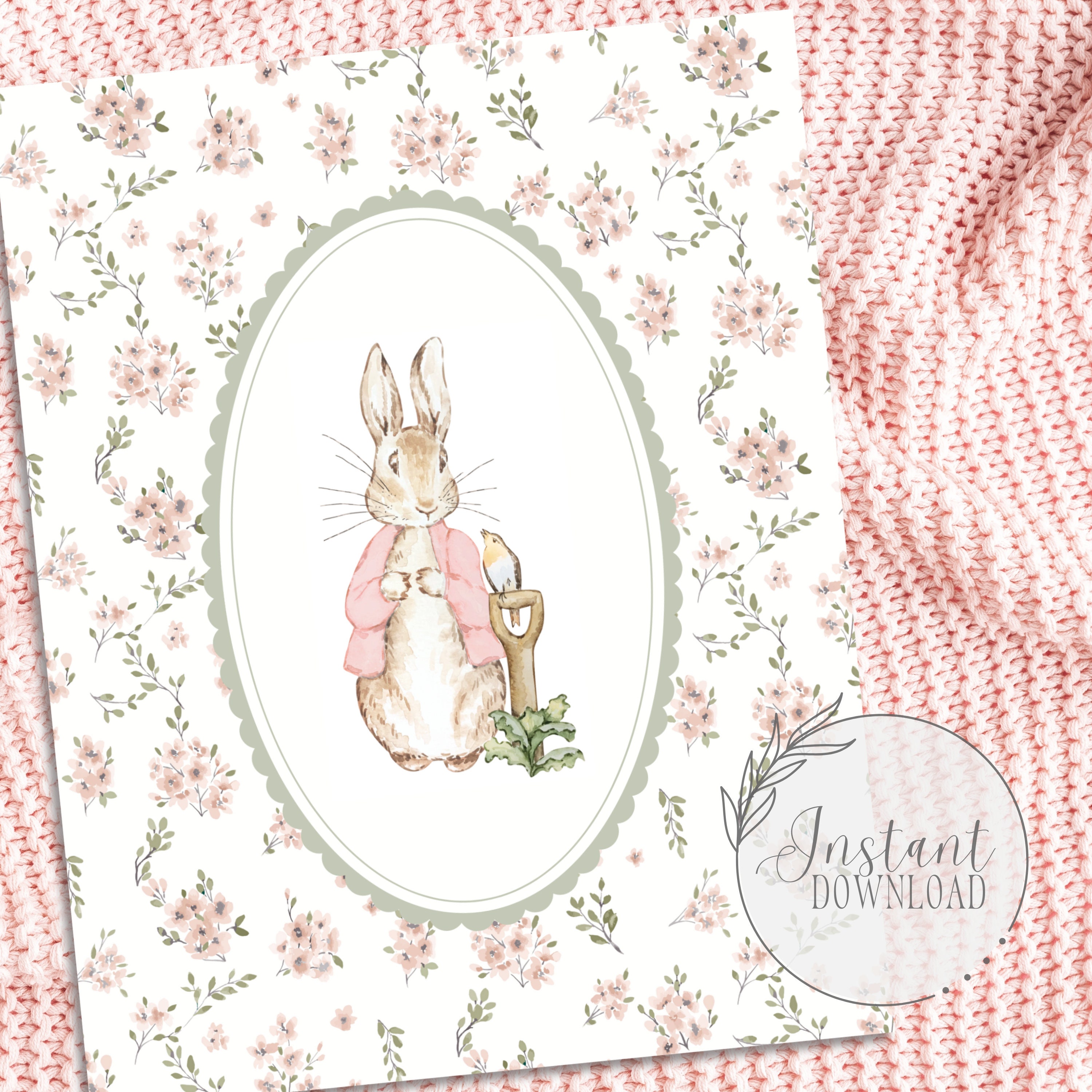 Peter Rabbit Nursery Art Print, Pink Peter Rabbit, Beatrix Potter ...