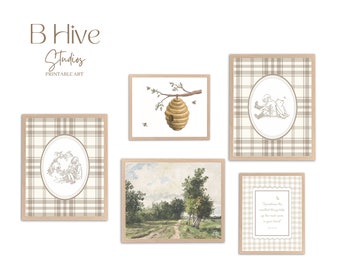 Vintage Winnie the Pooh Nursery Prints: Beige Gallery Wall (Digital Download)