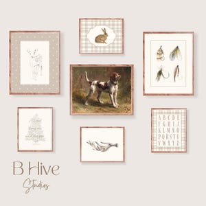 Vintage Hunting & Fishing Nursery Prints: Beige Nature Decor (Digital Download)