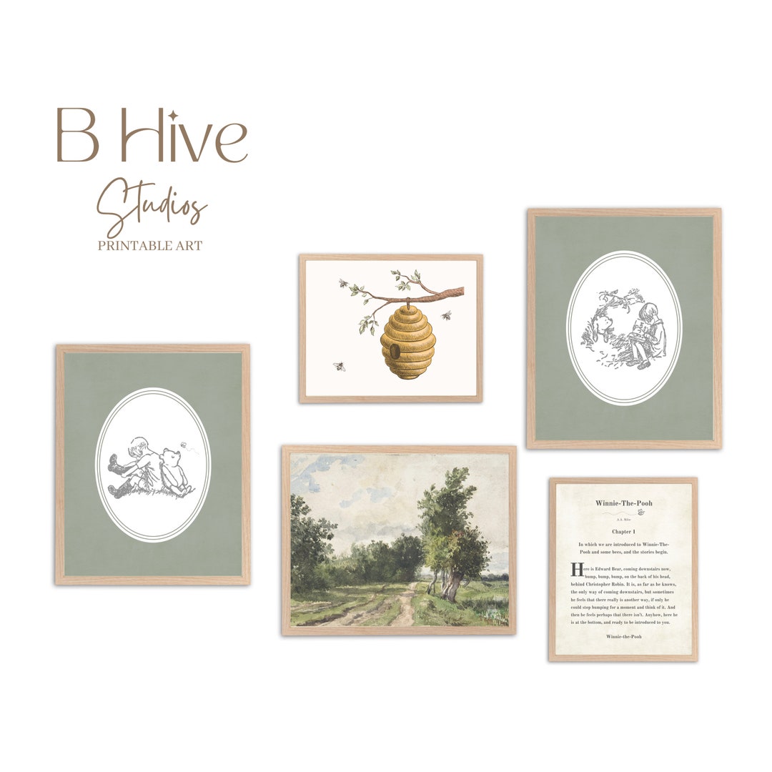 Vintage Pooh Bear Wall Prints, Classic Pooh, Classic Winnie Art Nursery