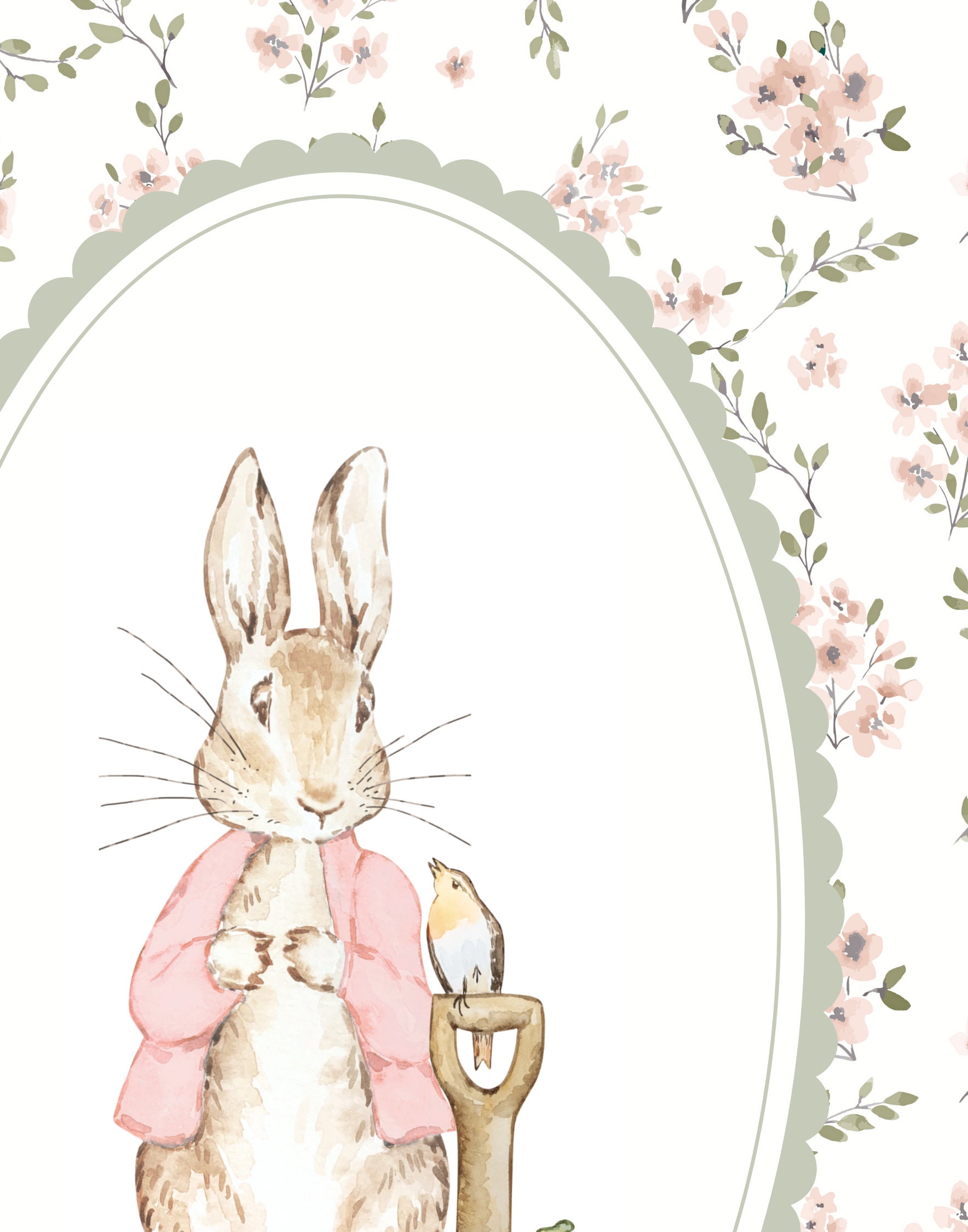Peter Rabbit Nursery Art Print, Pink Peter Rabbit, Beatrix Potter ...