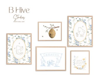 Winnie the Pooh Nursery Art Prints: Vintage Floral Decor (Digital Download)