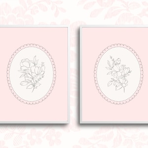 Botanical Nursery Art, Soft Pink Floral Prints, Nursery Decor, Delicate Floral, cottagecore, grandmillenial