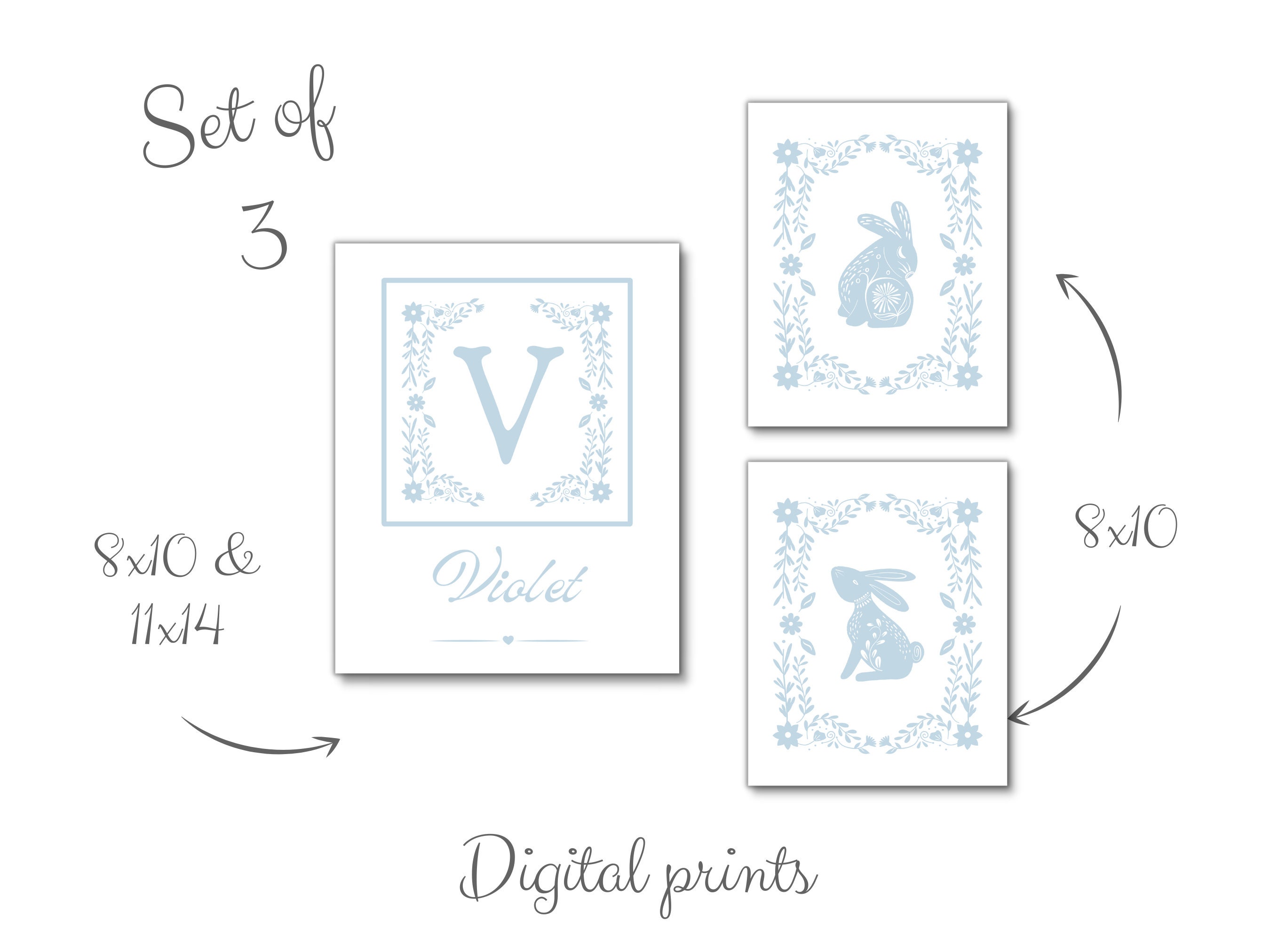 Vintage Nursery Art Set Cottage Core Nursery Art Bunny Etsy