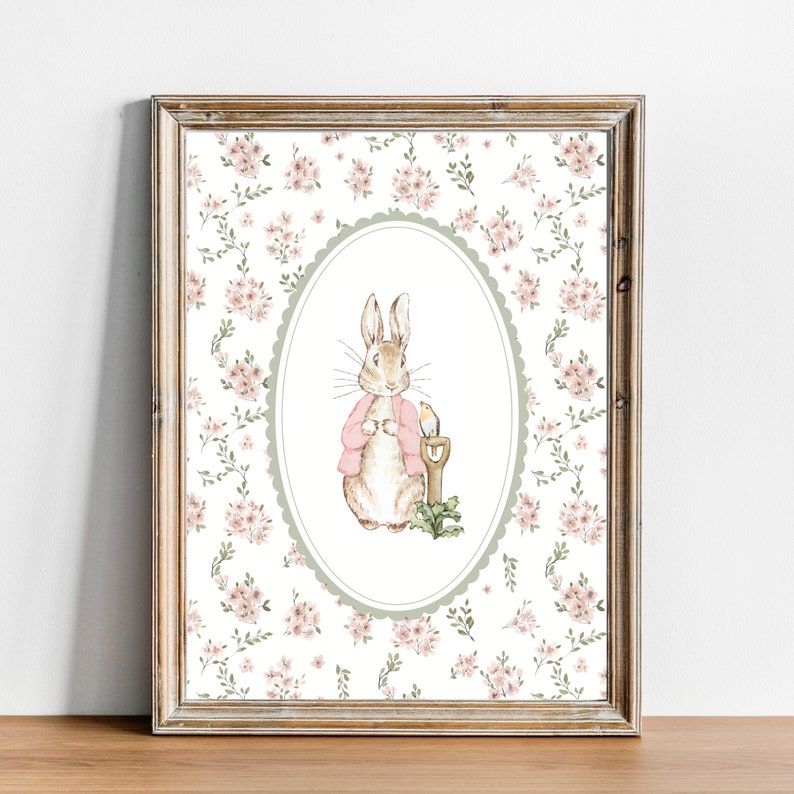 Peter Rabbit Nursery Art Print, Pink Peter Rabbit, Beatrix Potter ...