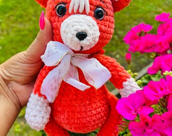 gehäkelter Fuchs, handgefertigter Amigurumi, Handarbeit, 30cm