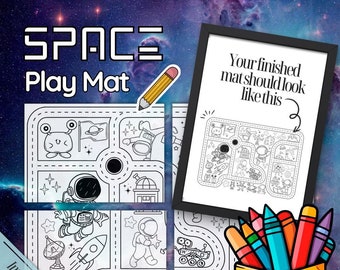 Kids activity printable, kids activity table, kids activity sheets, kids activity ideas, Table Activity, Play Mat, Space Activity