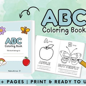 ABC Coloring Book Baby Shower | Digital download, Printable, Alphabet, Baby&#39;s first ABC book, baby shower activities