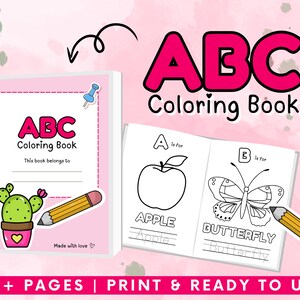 ABC Coloring Book Baby Shower | Digital download, Printable, Alphabet, Baby&#39;s first ABC book, baby shower activities