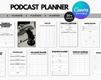 Canva Template Podcast Planner | Podcast Planner | Digital Podcast Content | Podcast Template | Content Planner | Podcast tracker