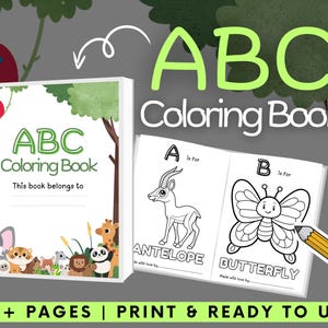 ABC Coloring Book Baby Shower | Digital download, Printable, Alphabet, Baby&#39;s first ABC book, baby shower activities