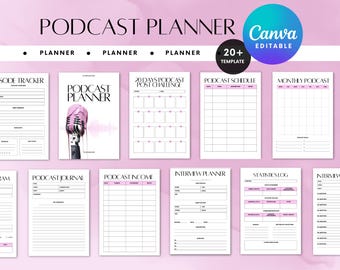 Canva Template Podcast Planner | Podcast Planner | Digital Podcast Content | Podcast Template | Content Planner | Podcast tracker