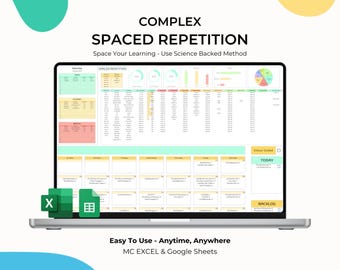 Spaced Repetition Revision Planer Active Recall Retrieval Praxis Vorlage Universität Studie Schule Schüler Akademische Prüfung Google Sheets